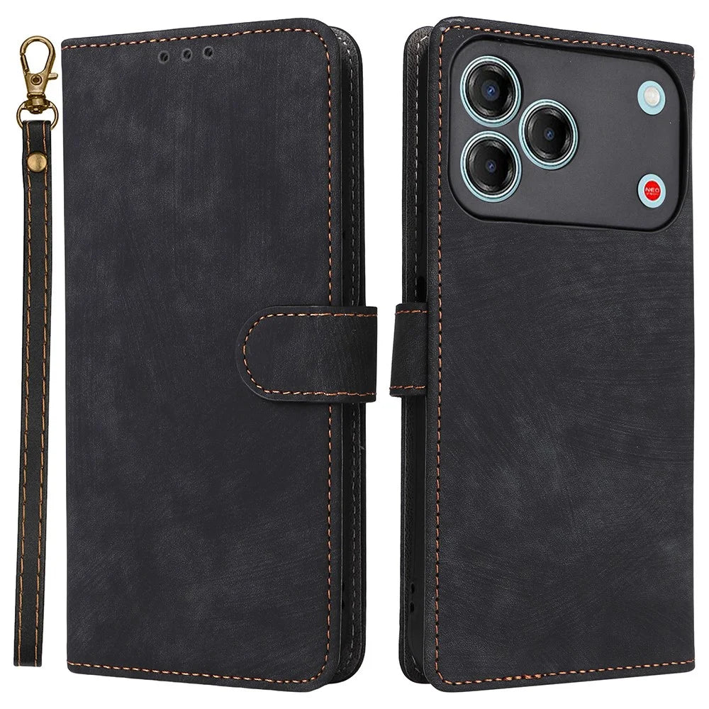 For ZTE Blade V80 Pro 4G / V80 Vita Case Wallet RFID Blocking PU Leather Phone Cover Stand with Strap - Black - 1