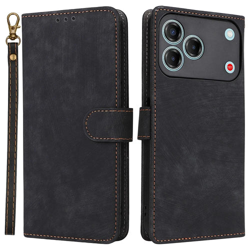 For ZTE Blade V80 Pro 4G / V80 Vita Case Wallet RFID Blocking PU Leather Phone Cover Stand with Strap - Black - 1