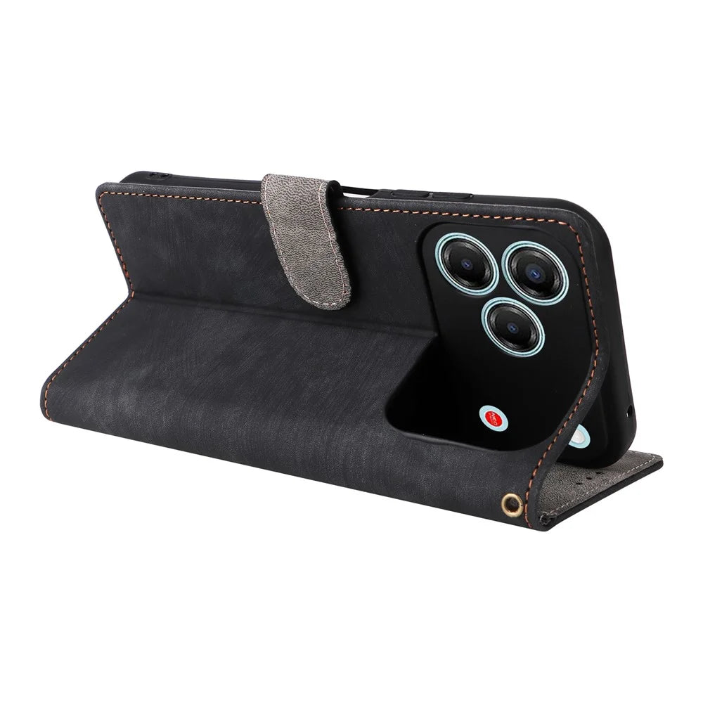 For ZTE Blade V80 Pro 4G / V80 Vita Case Wallet RFID Blocking PU Leather Phone Cover Stand with Strap - Black - 5