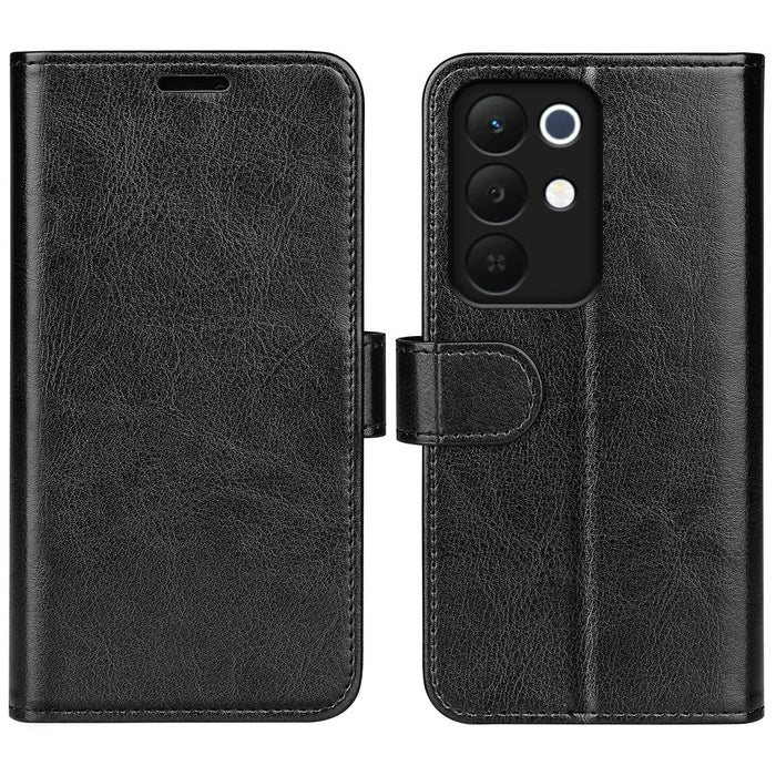 For Realme 15x (India) 5G Case Crazy Horse Texture Stand Leather Phone Cover - Black - 1