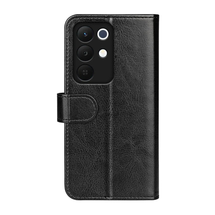 For Realme 15x (India) 5G Case Crazy Horse Texture Stand Leather Phone Cover - Black - 7