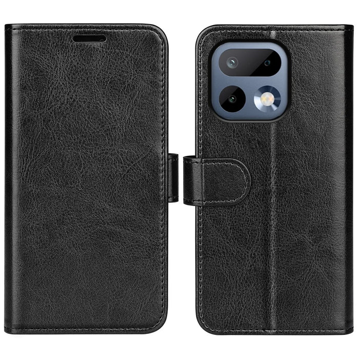 For Realme 16 Pro 5G Case Crazy Horse Texture Stand Leather Phone Cover - Black - 1