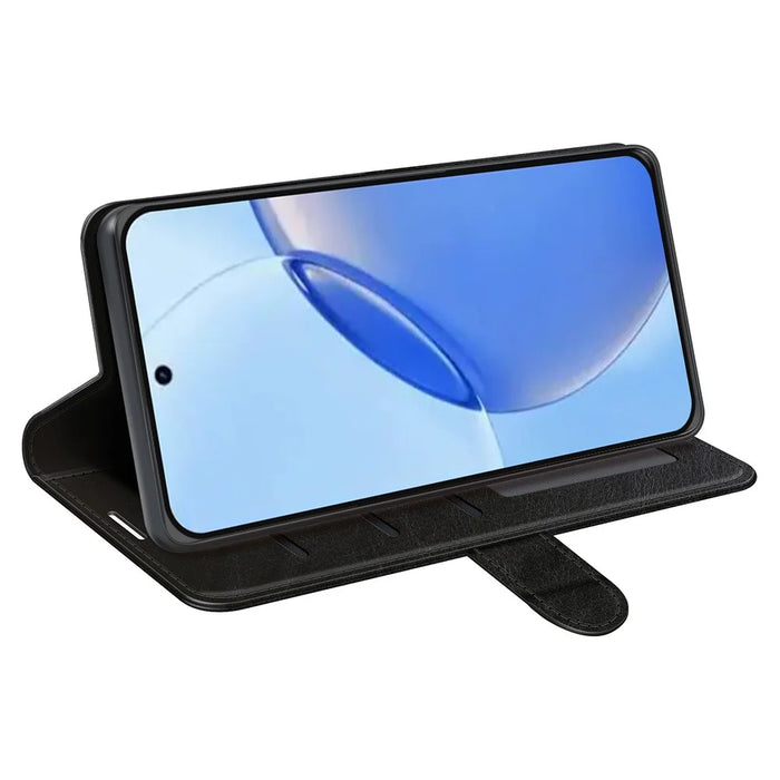 For Realme 16 Pro 5G Case Crazy Horse Texture Stand Leather Phone Cover - Black - 3