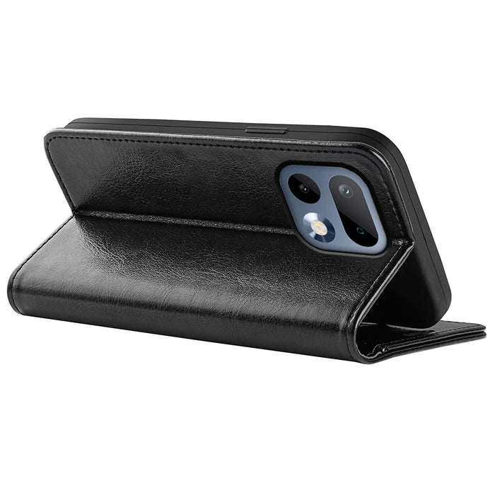 For Realme 16 Pro 5G Case Crazy Horse Texture Stand Leather Phone Cover - Black - 4