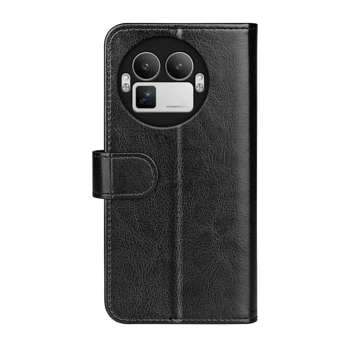 For Realme GT 8 Pro 5G Case Crazy Horse Texture Stand Leather Phone Cover - Black - 7