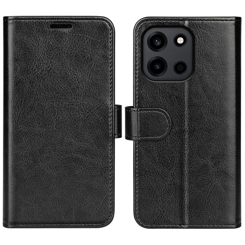 For OnePlus Nord CE6 5G / Nord 6 5G / Turbo 6V 5G / Turbo 6 5G Case Crazy Horse Texture Stand Leather Phone Cover - Black - 1