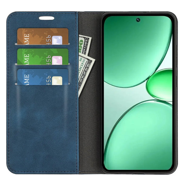For Realme 15x (India) 5G Case Skin Touch Leather Wallet Phone Cover - Blue - 2