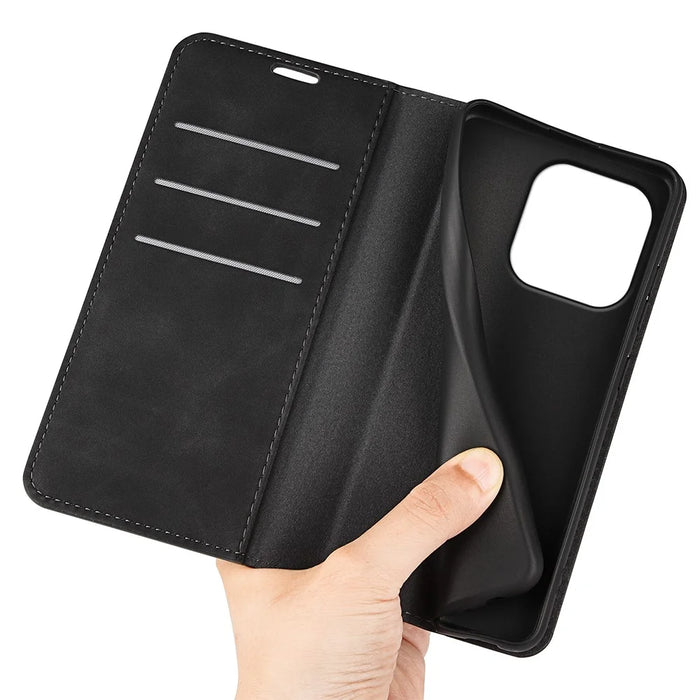 For Realme 16 Pro 5G Case Skin Touch Leather Wallet Phone Cover - Black - 4