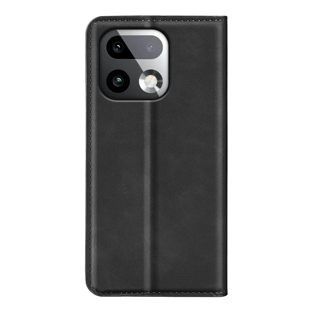 For Realme 16 Pro+ 5G Case Skin Touch Leather Wallet Phone Cover - Black - 6