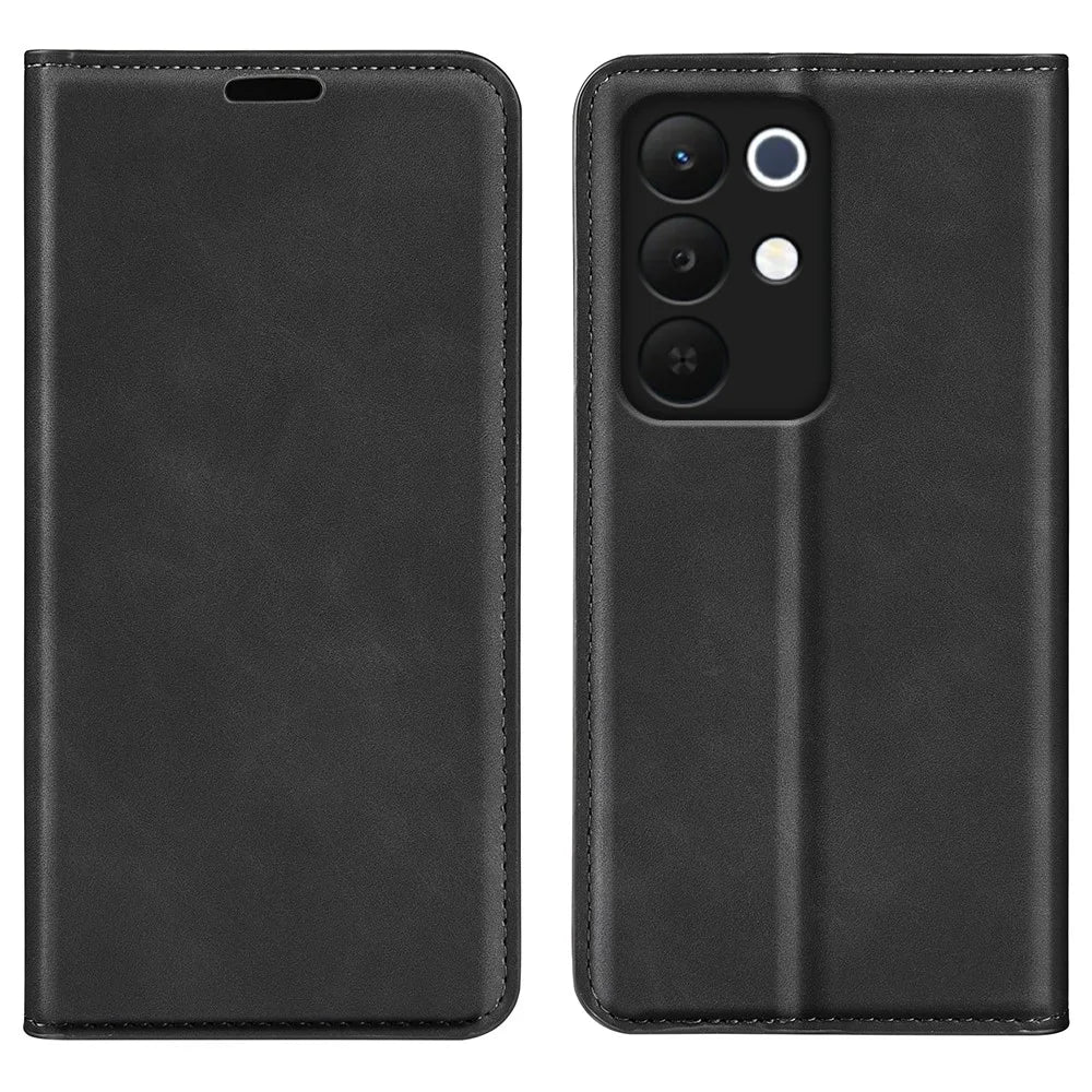 For Realme C85 Pro 4G Case Skin Touch Leather Wallet Phone Cover - Black - 1