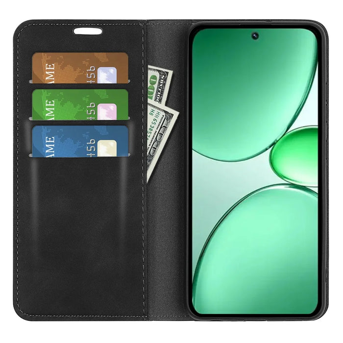 For Realme C85 Pro 4G Case Skin Touch Leather Wallet Phone Cover - Black - 2