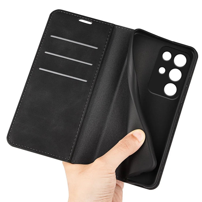 For Realme C85 Pro 4G Case Skin Touch Leather Wallet Phone Cover - Black - 4