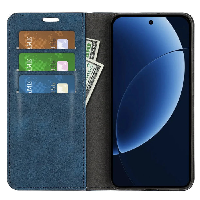 For Realme GT 8 Pro 5G Case Skin Touch Leather Wallet Phone Cover - Blue - 2