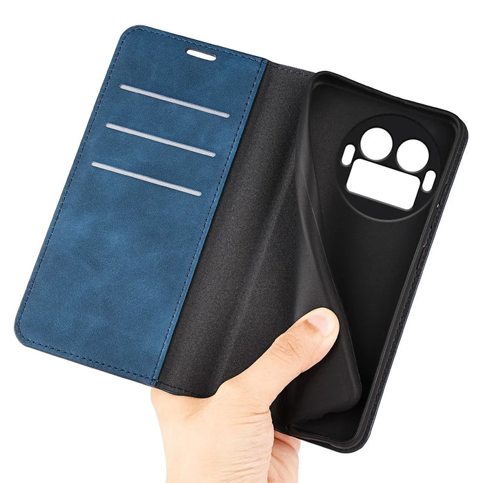 For Realme GT 8 Pro 5G Case Skin Touch Leather Wallet Phone Cover - Blue - 4
