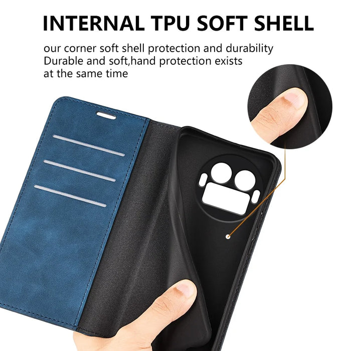 For Realme GT 8 Pro 5G Case Skin Touch Leather Wallet Phone Cover - Blue - 5