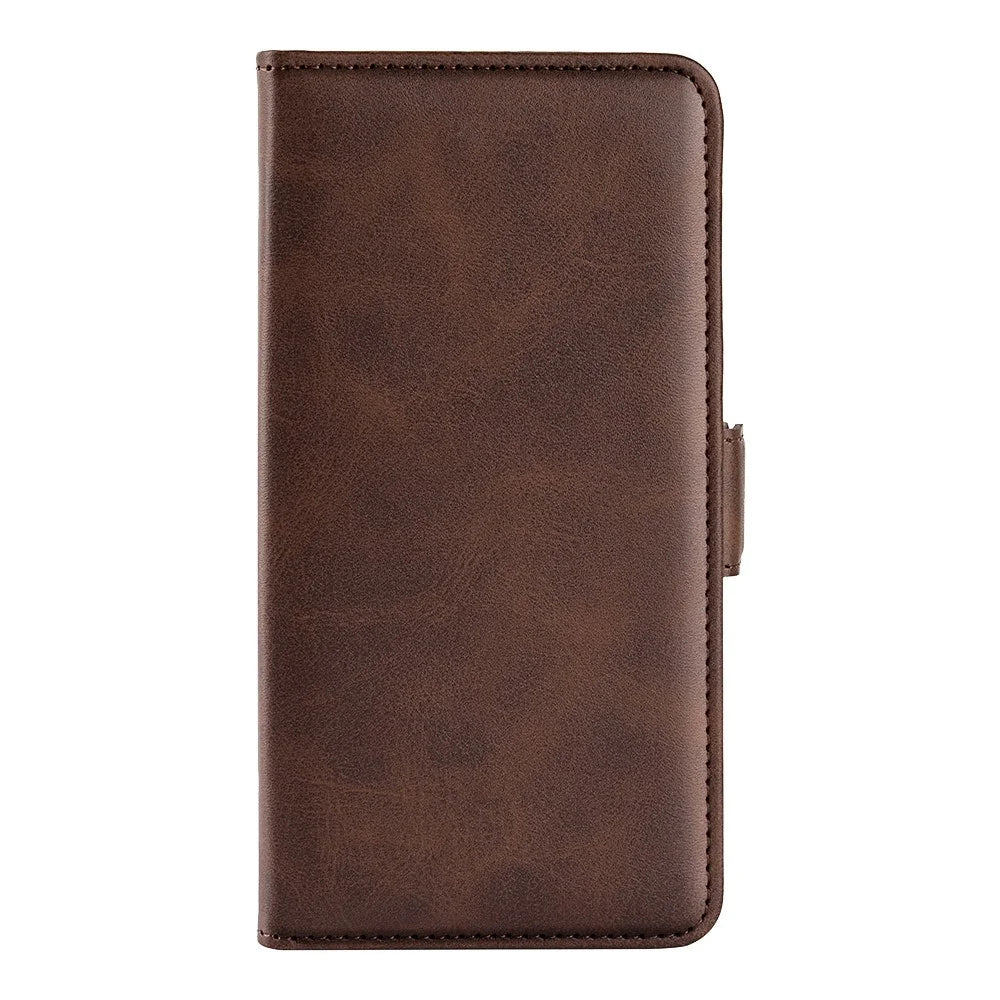 For Realme 15x (India) 5G Case Calf Texture Leather Wallet Phone Cover - Brown - 7