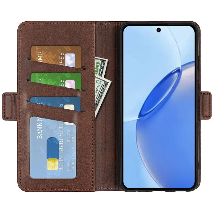 For Realme 16 Pro 5G Case Calf Texture Leather Wallet Phone Cover - Brown - 2