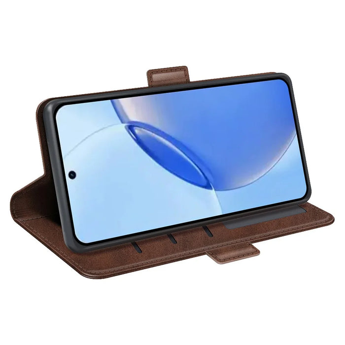 For Realme 16 Pro 5G Case Calf Texture Leather Wallet Phone Cover - Brown - 3