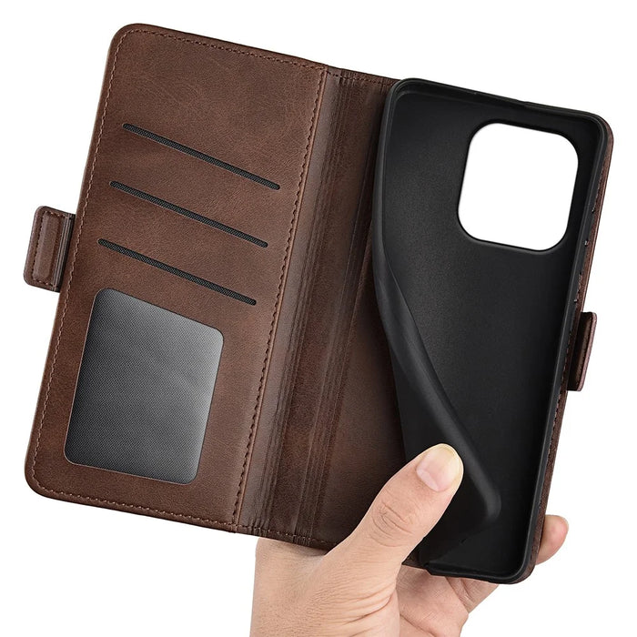 For Realme 16 Pro 5G Case Calf Texture Leather Wallet Phone Cover - Brown - 4