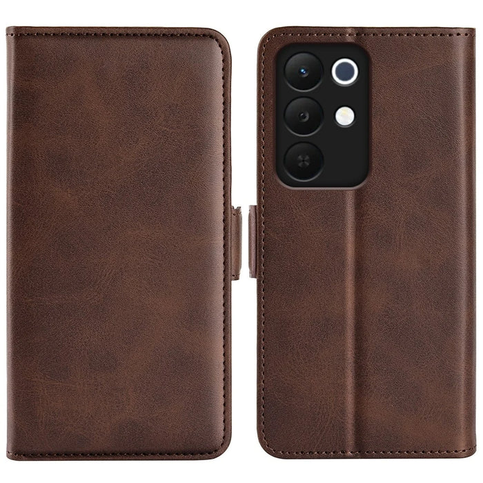 For Realme C85 Pro 4G Case Calf Texture Leather Wallet Phone Cover - Brown - 1