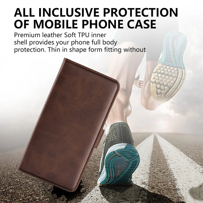 For Realme C85 Pro 4G Case Calf Texture Leather Wallet Phone Cover - Brown - 6