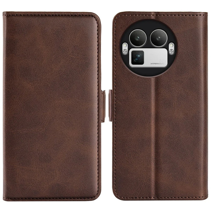 For Realme GT 8 Pro 5G Case Calf Texture Leather Wallet Phone Cover - Brown - 1
