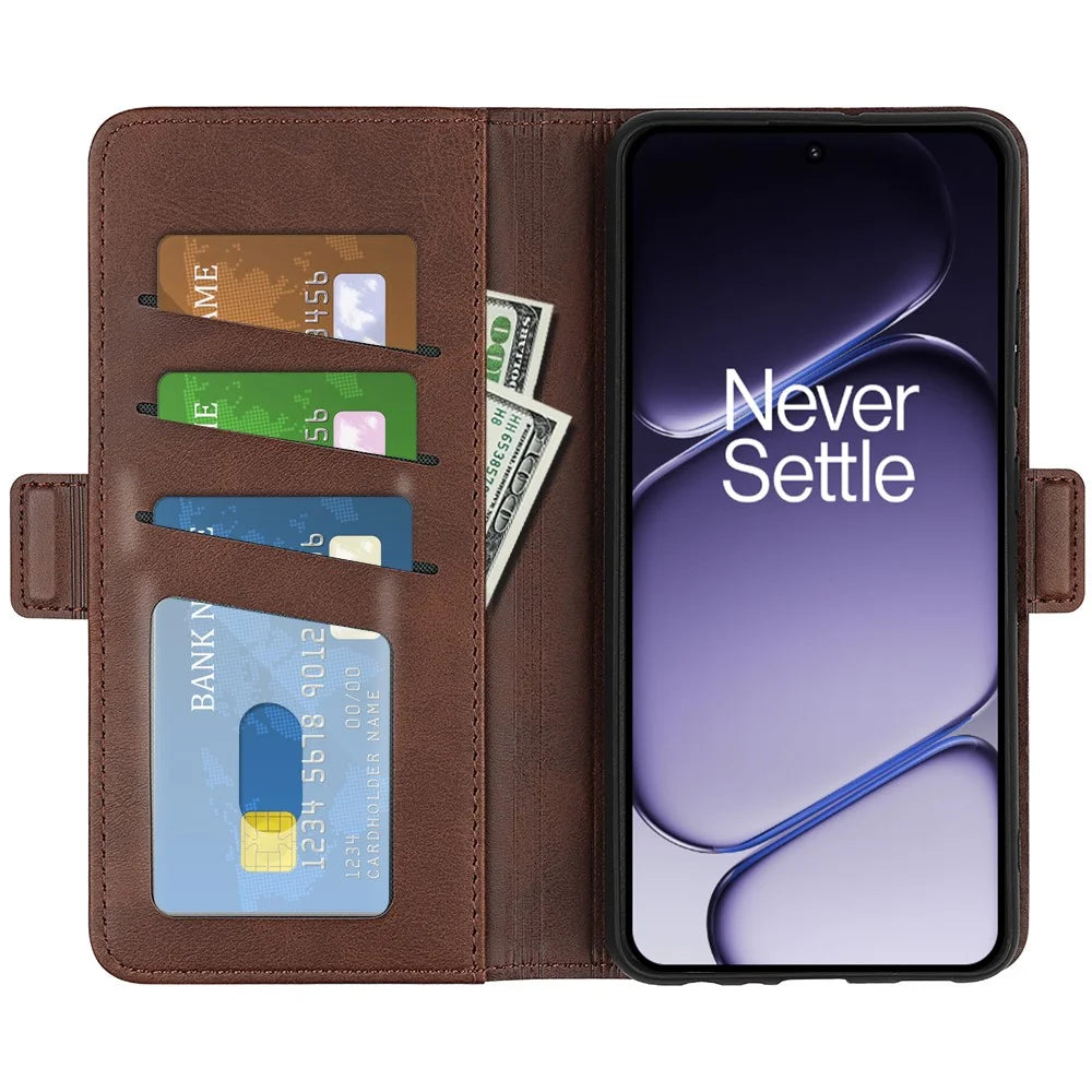For OnePlus Nord CE6 5G / Nord 6 5G / Turbo 6V 5G / Turbo 6 5G Case Calf Texture Leather Wallet Phone Cover - Brown - 2