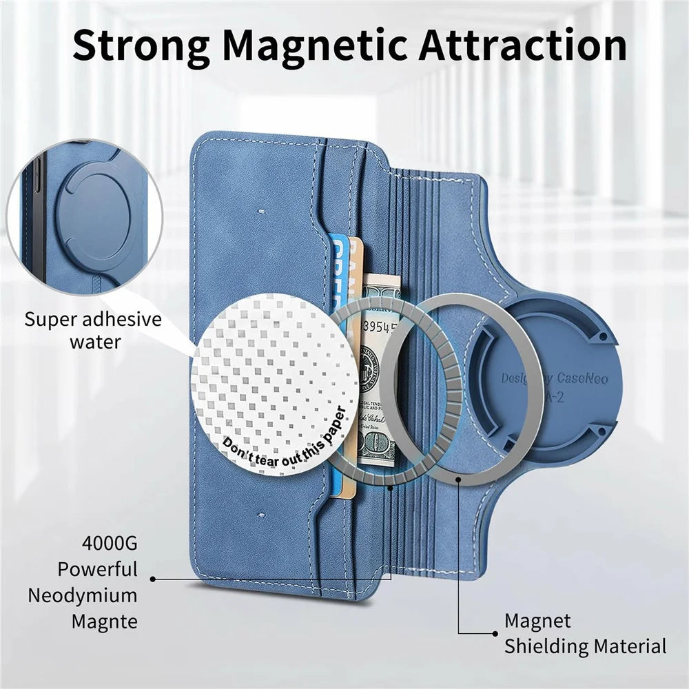 For Samsung Galaxy S26 Ultra Leather Case Cross Texture Detachable Magnetic Phone Cover Wallet Stand - Blue - 6