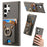 For Samsung Galaxy S26 Ultra PU Leather Phone Back Cover with Cute Bear Design Card Holder - Grey - 1