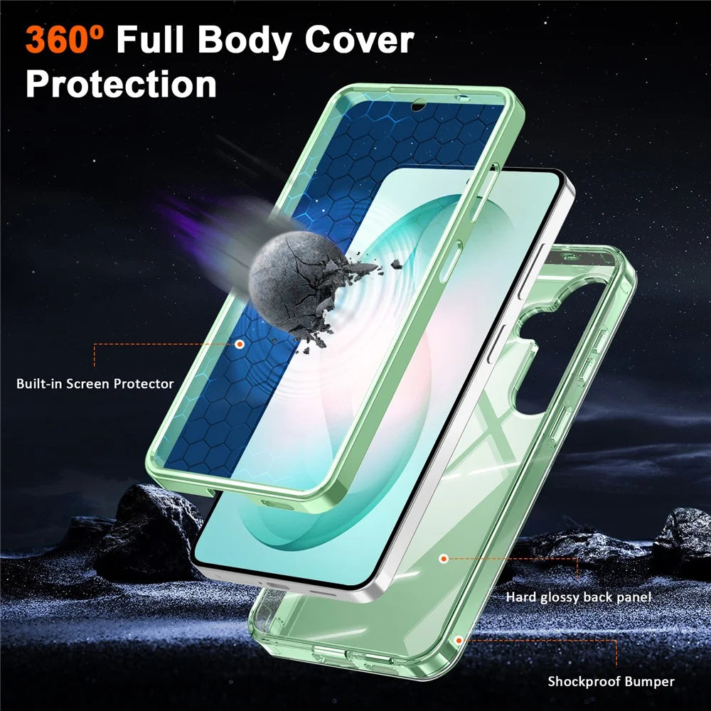 For Samsung Galaxy S26+ Phone Case with Screen Protector Magnetic Metal Ring Kickstand Soft-touch TPU + PC Cover - Green - 7