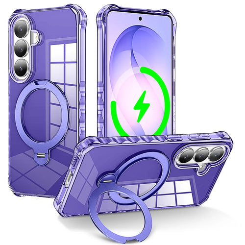 For Samsung Galaxy S26+ Phone Case Magnetic Metal Ring Kickstand Soft-touch TPU + PC Cover - Purple - 1