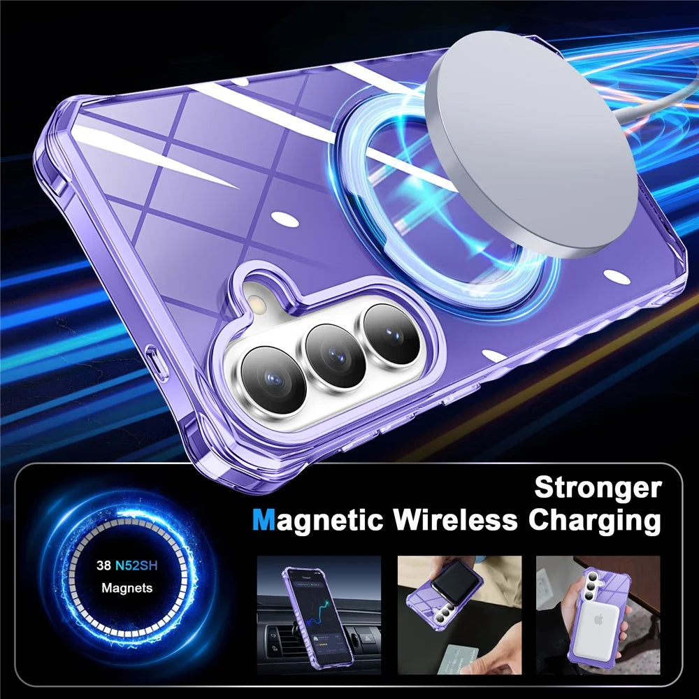 For Samsung Galaxy S26+ Phone Case Magnetic Metal Ring Kickstand Soft-touch TPU + PC Cover - Purple - 2