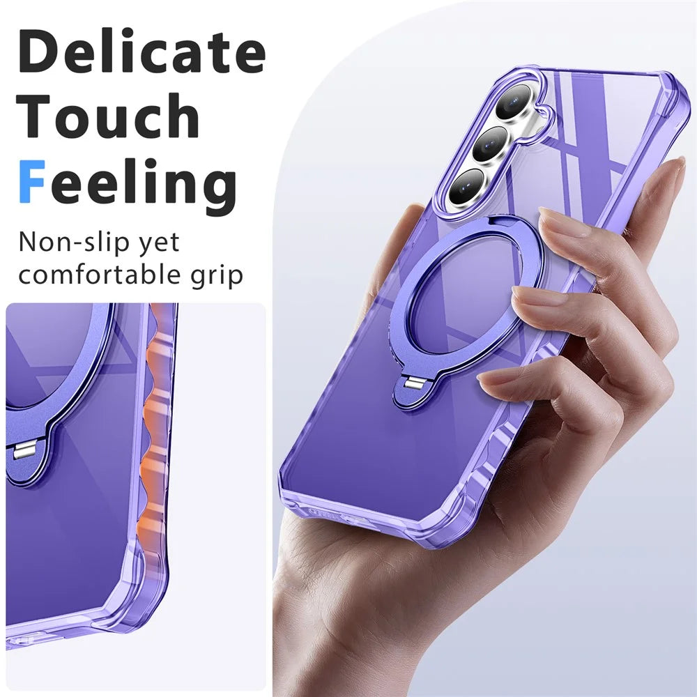 For Samsung Galaxy S26+ Phone Case Magnetic Metal Ring Kickstand Soft-touch TPU + PC Cover - Purple - 6