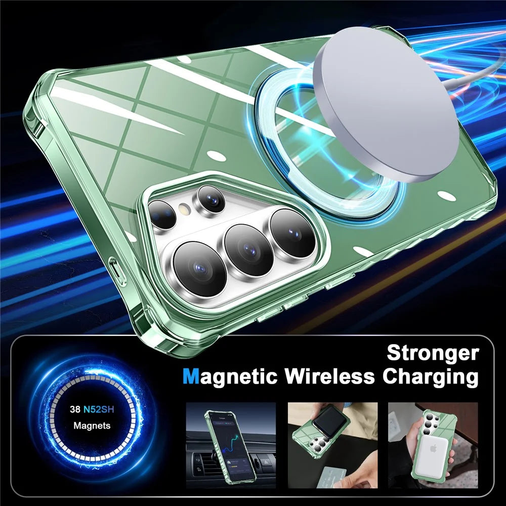 For Samsung Galaxy S26 Ultra Phone Case Magnetic Metal Ring Kickstand Soft-touch TPU + PC Cover - Green - 2