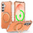 For Samsung Galaxy S26 Matte Phone Case Magnetic Metal Ring Kickstand Soft-touch TPU + PC Cover - Orange - 1