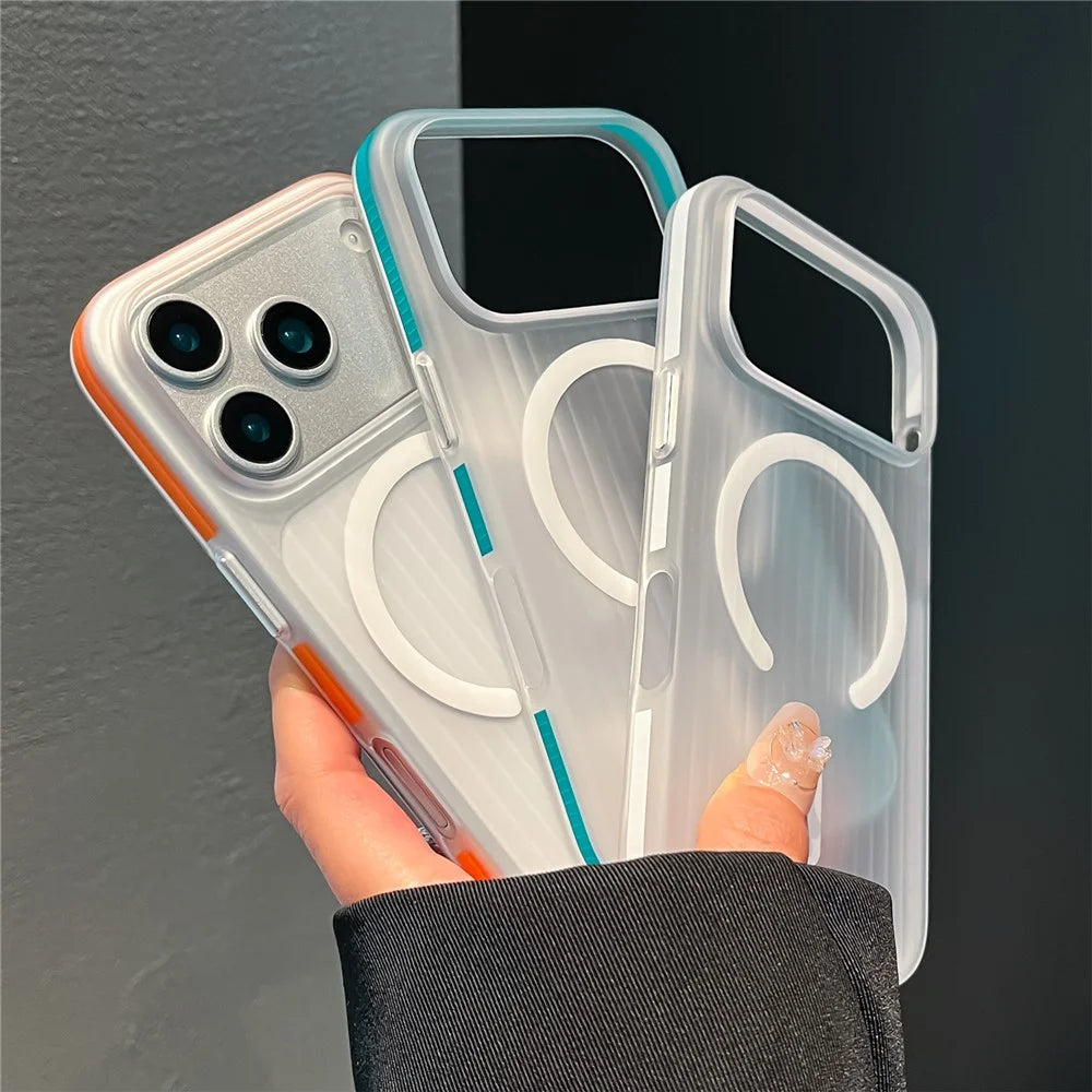 For iPhone 17 Pro Magnetic Phone Case Matte Texture Shockproof Protective PC Cover Compatible with MagSafe - White - 3