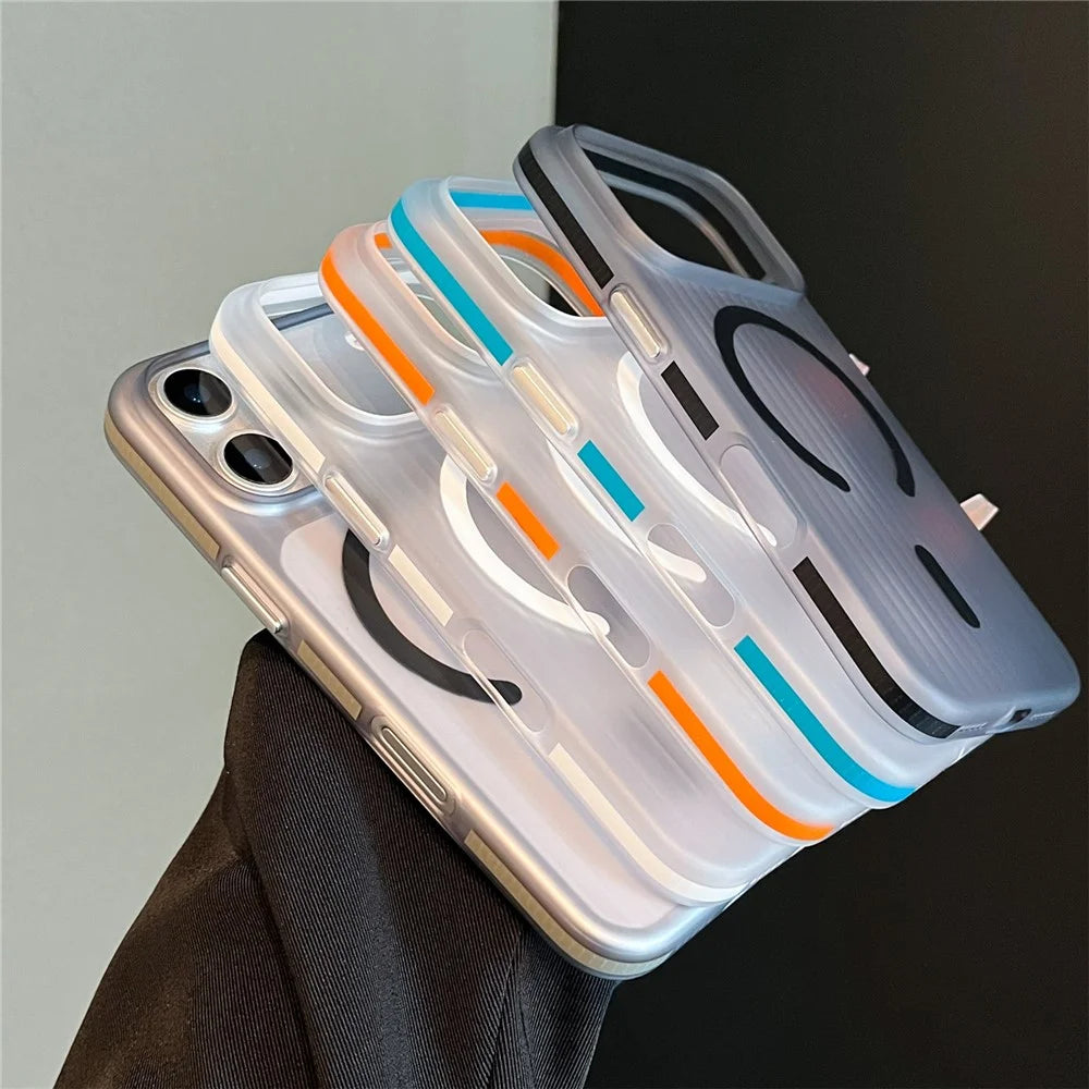 For iPhone 17 Pro Magnetic Phone Case Matte Texture Shockproof Protective PC Cover Compatible with MagSafe - White - 4