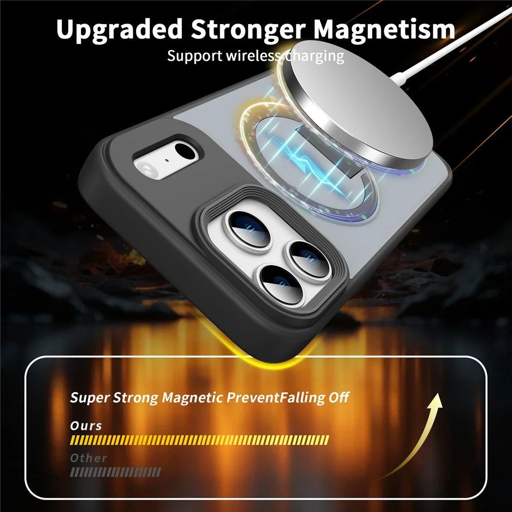 For iPhone 17 Pro Max Magnetic Case with Hidden Kickstand Shockproof TPU + PC Cover Compatible with MagSafe- Black - 3