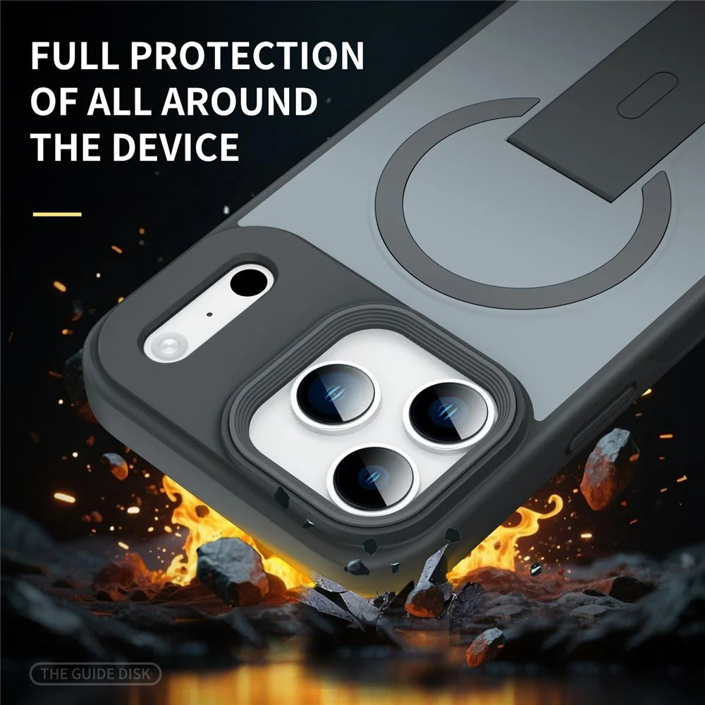 For iPhone 17 Pro Max Magnetic Case with Hidden Kickstand Shockproof TPU + PC Cover Compatible with MagSafe- Black - 4