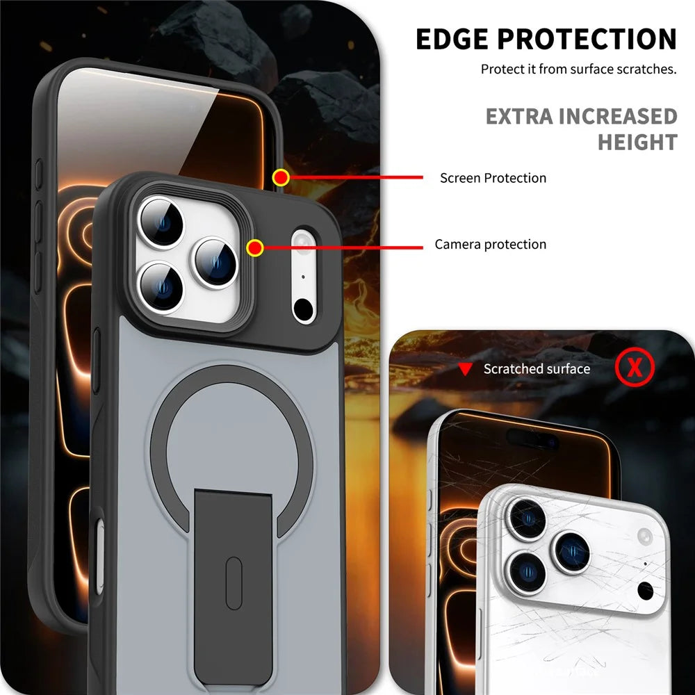 For iPhone 17 Pro Max Magnetic Case with Hidden Kickstand Shockproof TPU + PC Cover Compatible with MagSafe- Black - 6