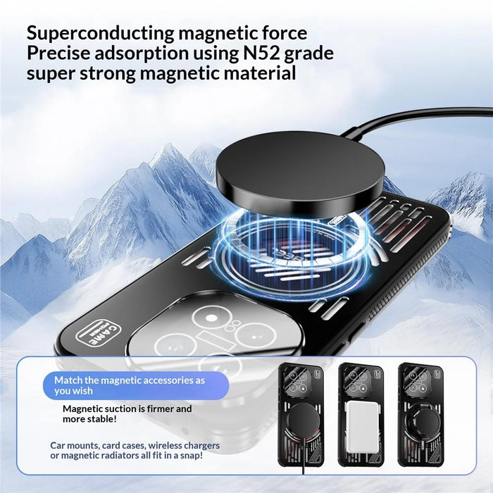 ABEEL for vivo iQOO 15 Ultra 5G Magnetic Case Aluminium Alloy + PC + TPU Hollow Heat Dissipation Phone Cover - Black - 3