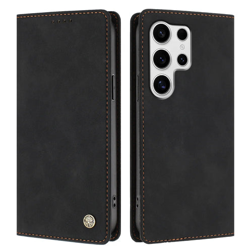 For Samsung Galaxy S25 Ultra Case HX RFID Blocking Wallet Stand Leather Flip Phone Cover - Black - 1