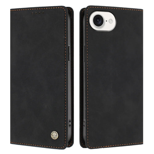 For iPhone 16e / iPhone 17e Case HX RFID Blocking Wallet Stand Leather Flip Phone Cover - Black - 1