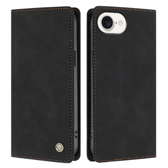 For iPhone 16e / iPhone 17e Case HX RFID Blocking Wallet Stand Leather Flip Phone Cover - Black - 1