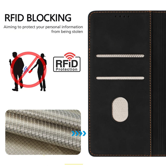 For iPhone 16e / iPhone 17e Case HX RFID Blocking Wallet Stand Leather Flip Phone Cover - Black - 4