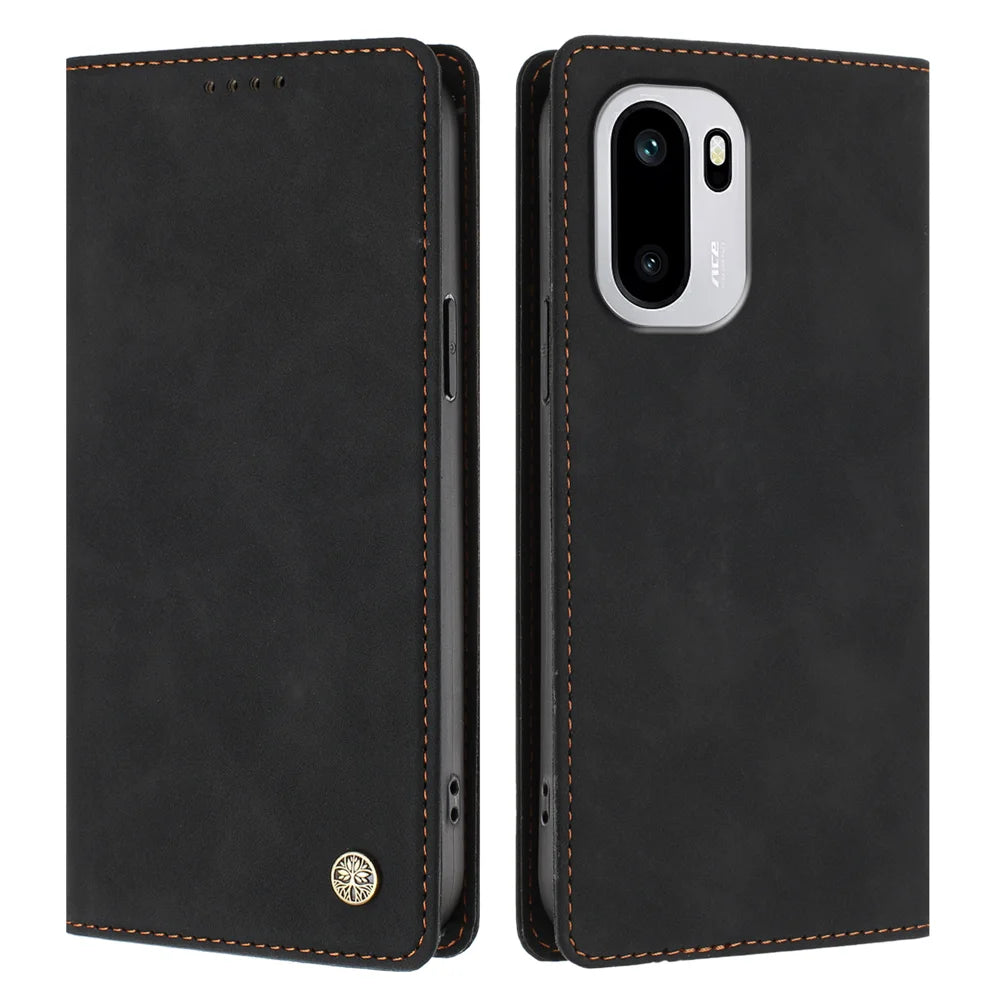 For OnePlus Ace 6 5G / OnePlus Ace 6T 5G / OnePlus 15R 5G Case HX RFID Blocking Wallet Stand Leather Flip Phone Cover - Black - 1