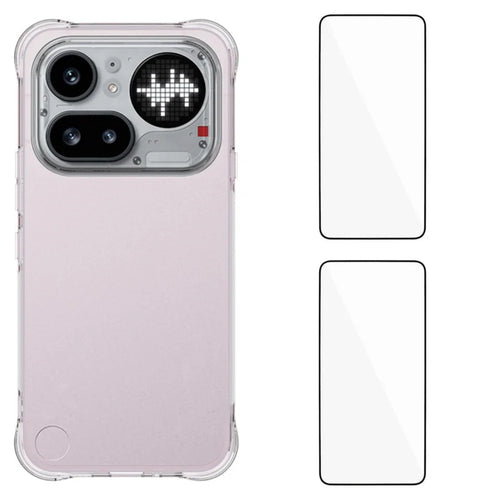 WANLONFENG For Nothing Phone (4a) Pro WL2 Series TPU Case 2.0mm Phone Cover with 2Pcs Tempered Glass Films - Transparent - 1