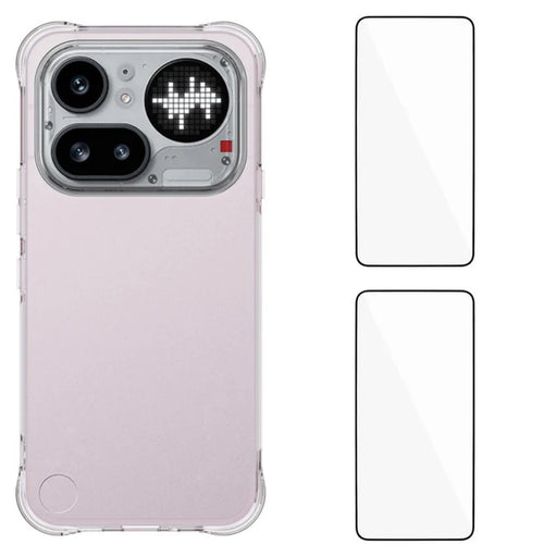 WANLONFENG For Nothing Phone (4a) Pro WL2 Series TPU Case 2.0mm Phone Cover with 2Pcs Tempered Glass Films - Transparent - 1