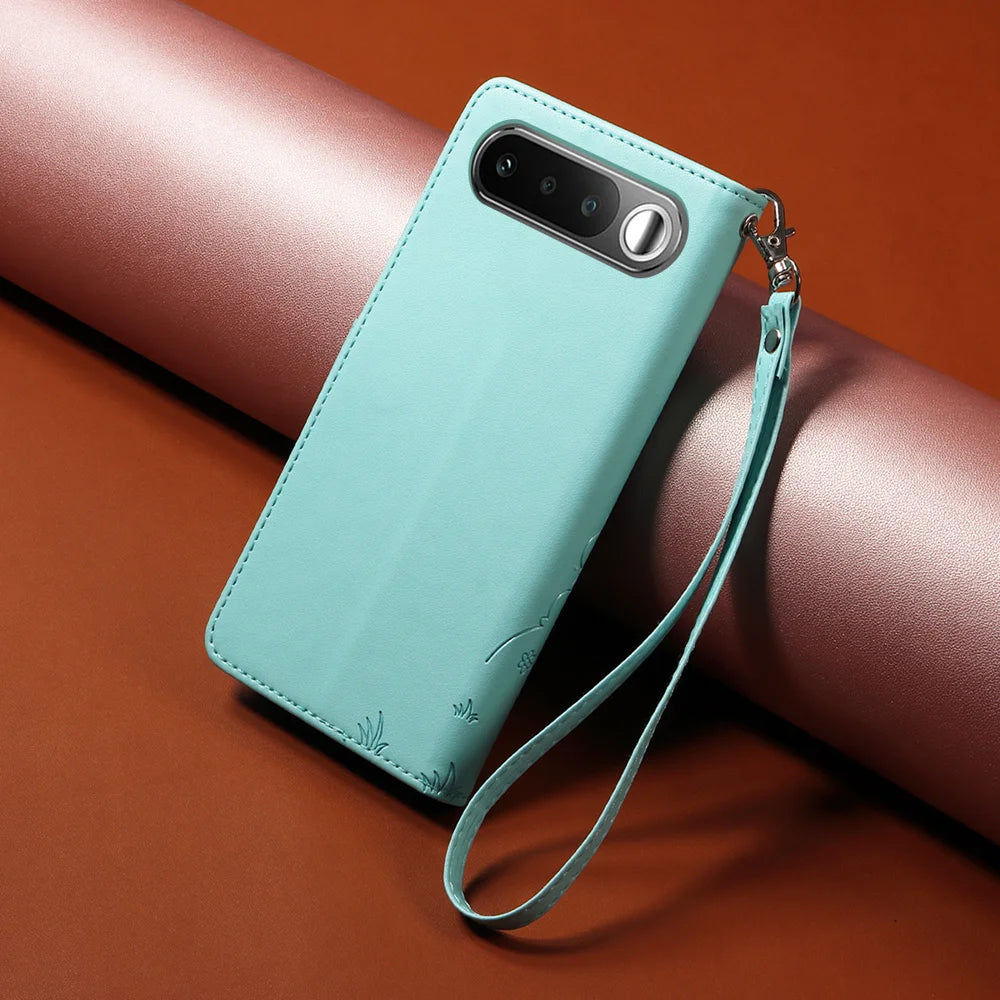 For Realme 16 5G Case RFID Blocking Imprinted Dog Pattern PU Leather Phone Cover with Wrist Strap - Green - 3