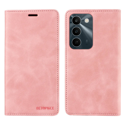 BETOPNICE Magnetic Closure Case For Realme C100 5G / P4 Lite 5G / C83 5G / C85 5G / 15x (India) 5G RFID Blocking Imprinted Dog Pattern Phone Cover with Wrist Strap RFID Blocking Wallet Stand Leather Phone Cover - Pink - 1
